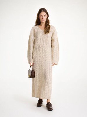 By Malene Birger Lovella Maxi Dress Strickwaren Oyster Gray | DE_BB12841